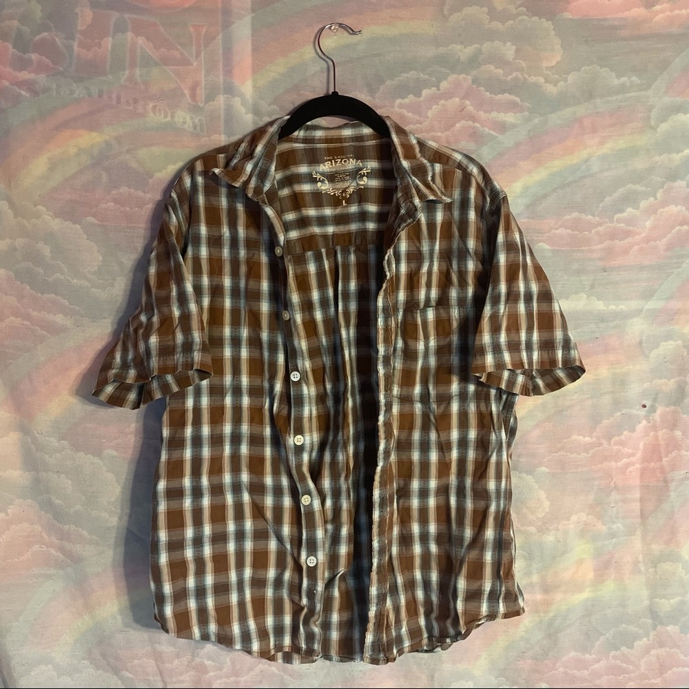 Arizona Plaid Button Down Collared Top